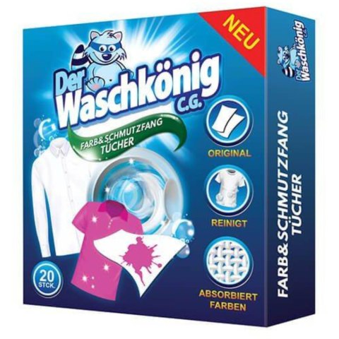 Clovin Germany GmbH Der Waschkonig Chusteczki Wyłapujące Kolor 20 szt. DE Clovin Germany GmbH Der Waschkonig Chusteczki Wyłapujące Kolor 20 szt. DE