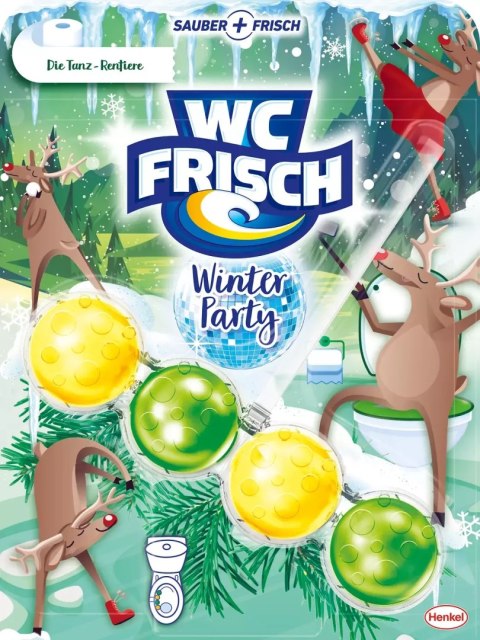 Henkel WC Frisch Winter Party Tanz-Rentiere Zawieszka WC 50 g DE Henkel WC Frisch Winter Party Tanz-Rentiere Zawieszka WC 50 g DE
