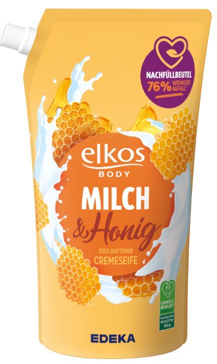 EDEKA ZENTRALE Stiftung & Co. KG Elkos Milch & Honig Mydło w Płynie 1 l EDEKA ZENTRALE Stiftung & Co. KG Elkos Milch & Honig Mydło w Płynie 1 l
