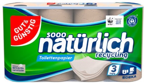 EDEKA ZENTRALE Stiftung & Co. KG G&G Papier Toaletowy z Recyklingu 8 x 220 blatów