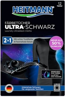 Brauns-Heitmann GmbH & Co. KG Heitmann Ultra Schwarz 2in1 Chusteczki Odnawiające Czerń 12 szt.
