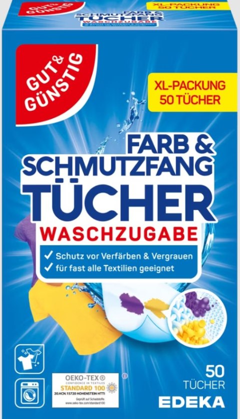 EDEKA ZENTRALE Stiftung & Co. KG G&G Chusteczki Wyłapujące Kolor i Brud XL 50 szt. EDEKA ZENTRALE Stiftung & Co. KG G&G Chusteczki Wyłapujące Kolor i Brud XL 50 szt.