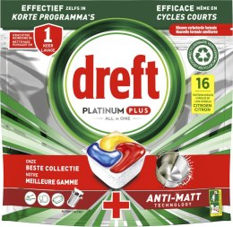 Procter & Gamble Dreft Platinum Plus All in One Anti-Matt Kapsułki do Zmywarki 16 sztuk
