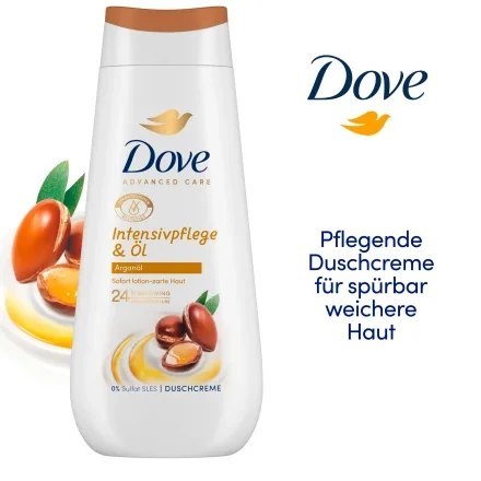 Unilever Dove Intensivpflege & Öl Arganöl Żel pod Prysznic 225 ml Unilever Dove Intensivpflege & Öl Arganöl Żel pod Prysznic 225 ml